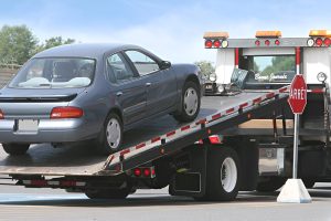 Car on a tow truck.