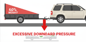 Diagram showing excessive downward pressure on trailer.